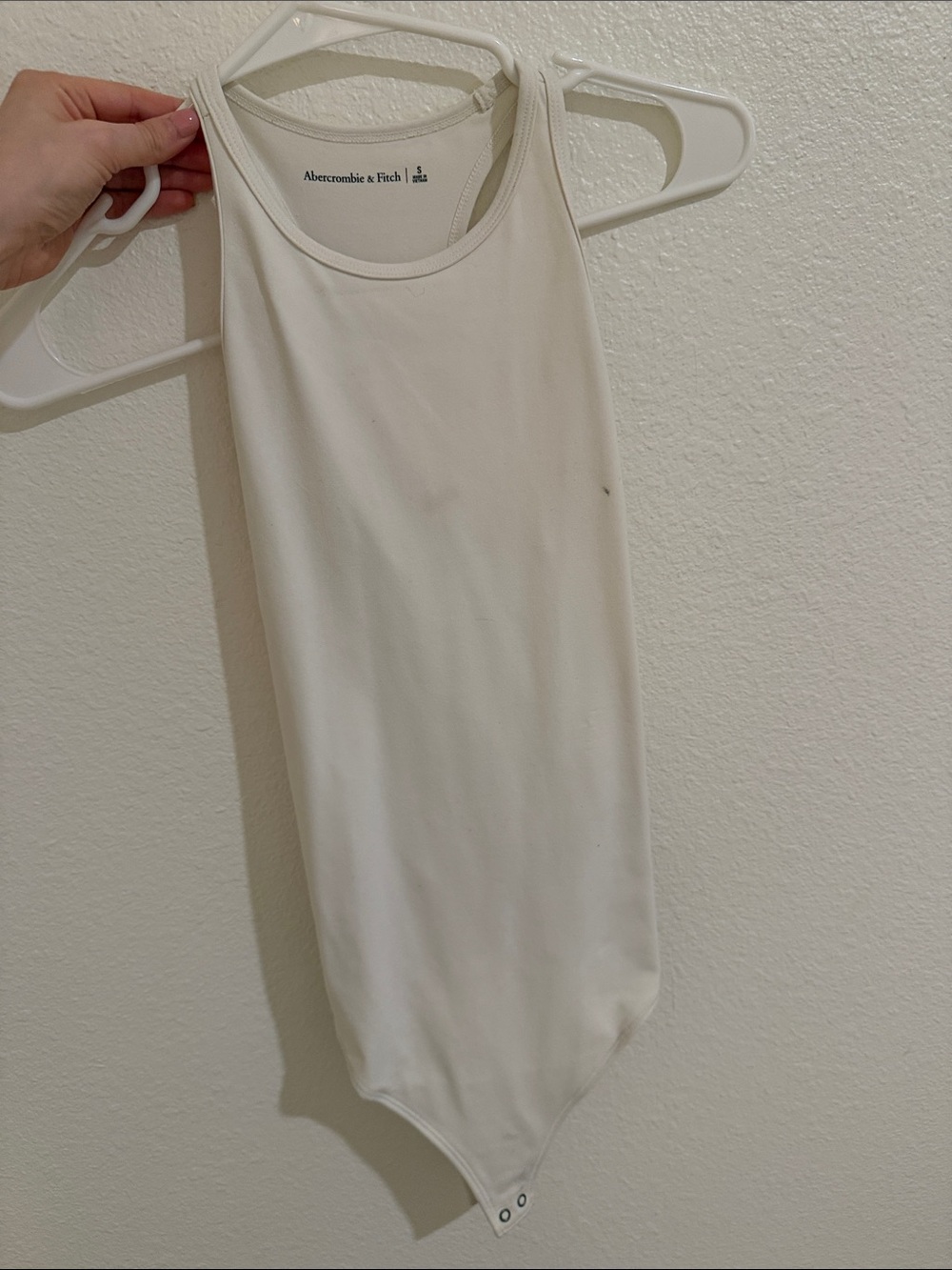Abercrombie & Fitch Cream Scoop Neck Sleeveless Bodysuit